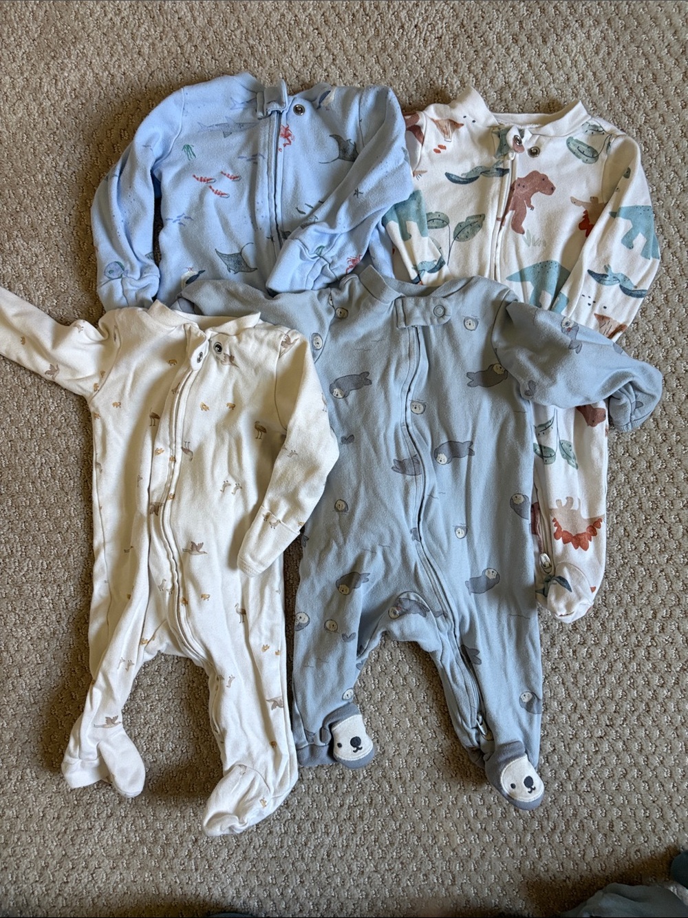 Carters One-Piece Footed Pajamas - 4 Pack Styles
